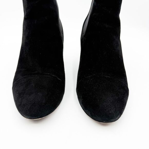 Louis Vuitton LV Monogram Ankle Boots Black Suede Heels EU 37 US 7 - Picture 4 of 14